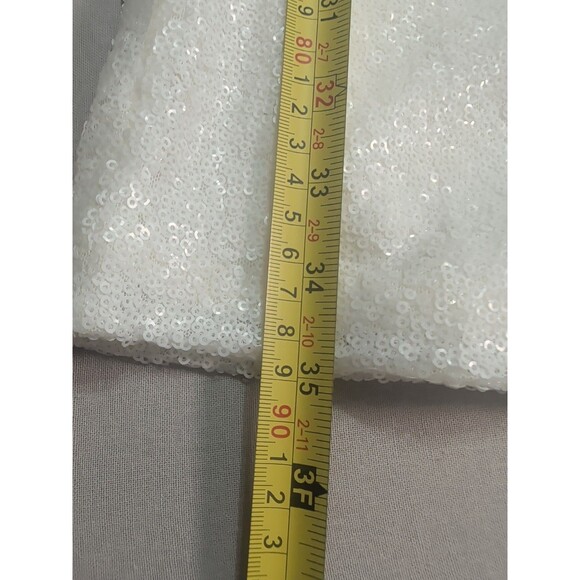 Black Halo Eve Size 8 White Sequin High Waisted Pants Formal Evening Bridal - Picture 11 of 12